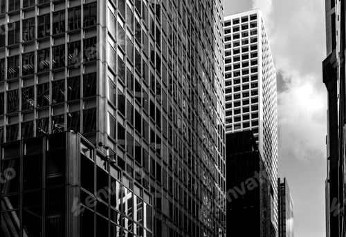 Preview: Windows Of Business Building In Hong Kong With B&W Color