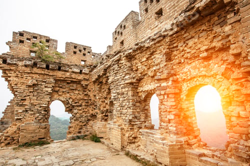 Preview: Broken Great Wall Of China At Sunset Landscape