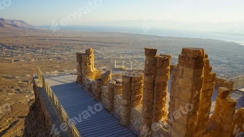 Ancient Desert Ruins Overlook a Vast and Barren Landscape
