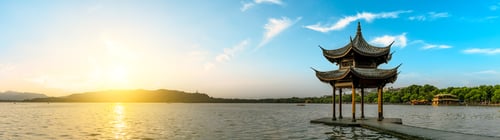 Preview: Hangzhou West Lake Jixian Pavilion At Sunset,Panoramic View