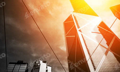 Preview: Modern Office Building Detail, Glass Surface With Sunlight