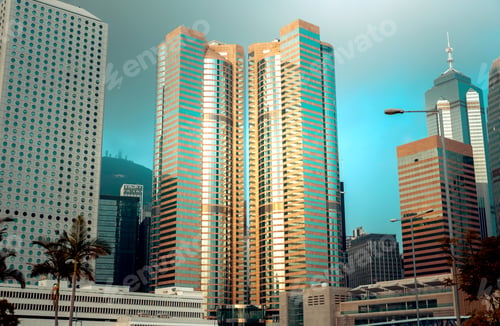 Preview: Bottom Up View Of Modern Office Building In Hong Kong