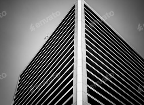 Preview: Windows Of Business Building In Hong Kong With B&W Color