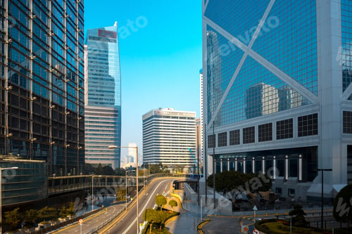 Preview: Bottom Up View Of Modern Office Building In Hong Kong