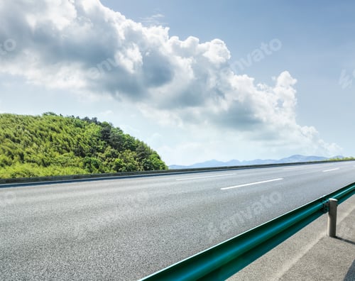 Preview: Country Road And Mountains With Forest In Summer
