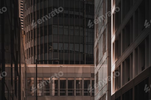 Preview: Hong Kong Business Building Closed Up; Black And Golden Color