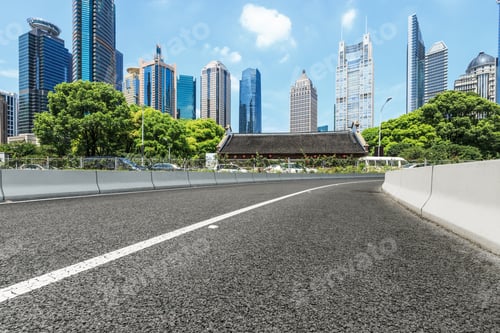Preview: Asphalt Road And Modern City Commercial Buildings In Shanghai,China
