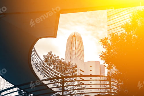 Preview: Modern Office Building Close Up In Sunlight