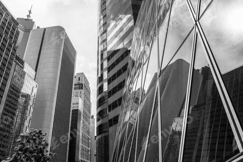 Preview: Windows Of Commercial Building With B&W Color