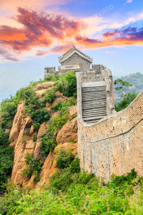 Preview: Great Wall Of China At The Jinshanling Section,Sunset Natural Landscape