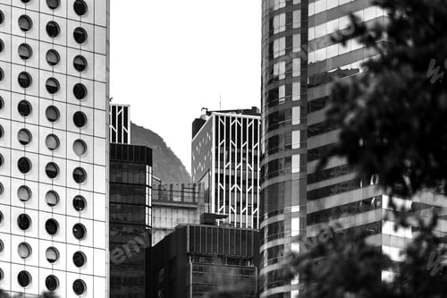 Preview: Modern Building Exterior, Architecture, Close Up With Black And White Color
