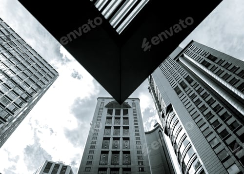 Preview: Windows Of Commercial Building In Hong Kong With B&W Color