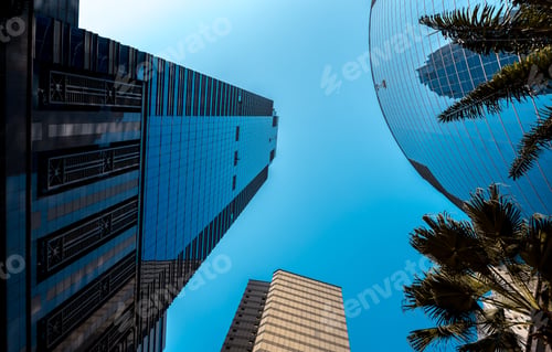 Preview: Bottom Up View Of Modern Office Building In Hong Kong