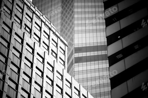 Preview: Windows Of Commercial Building In Hong Kong With B&W Color