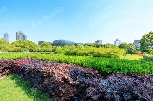 Preview: Modern City Skyline And Green Garden In Shanghai