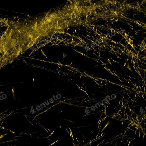 Preview: Transparent Yellow Plastic Wrap On The Black Background. Plastic Shopping Bag Texture. Reusable