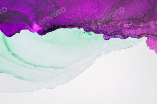 Preview: Abstract Purple and Green Watercolor Art on Paper