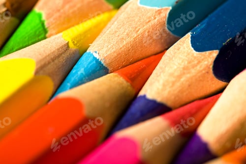 Preview: Close Shot Of A Row Of Colored Pencils