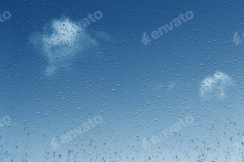 Preview: Rain Drops On Glass. Blue Sky