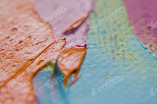 Preview: Macro Texture of Abstract Orange, Blue, and Purple Paint