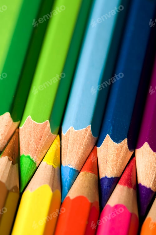 Preview: Close Shot Of A Row Of Colored Pencils