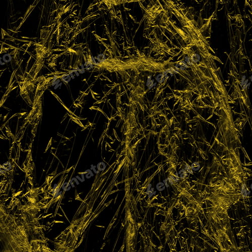 Preview: Transparent Yellow Plastic Wrap On The Black Background. Plastic Shopping Bag Texture. Reusable