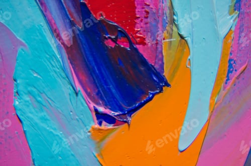 Preview: Fragment. Multicolored Texture Painting. Abstract Art Background. Oil On Canvas. Rough Brushstrokes