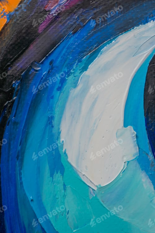 Preview: Fragment. Multicolored Texture Painting. Abstract Art Background. Oil On Canvas. Rough Brushstrokes
