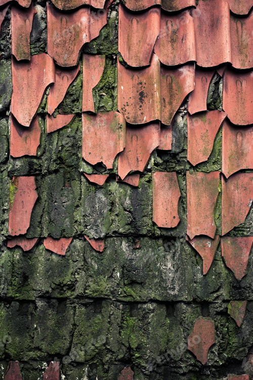 Preview: Old Tile Roof Texture. Grunge Background. Rustic