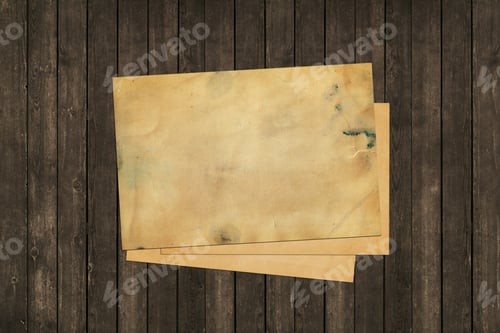 Preview: Aged paper textures on dark wood background