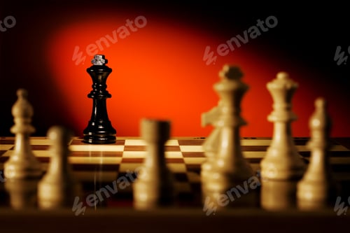 Preview: Close Up View Of The Black King On The Red