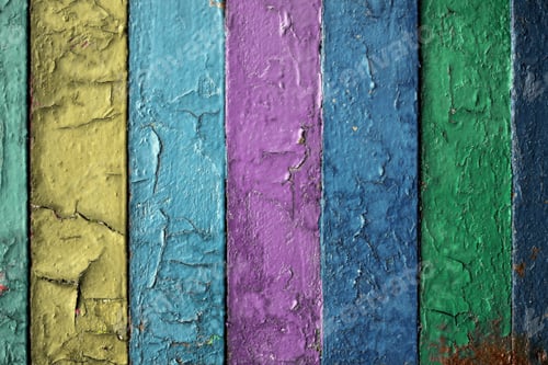 Preview: Colorful Cracked Paint on Vertical Boards Texture