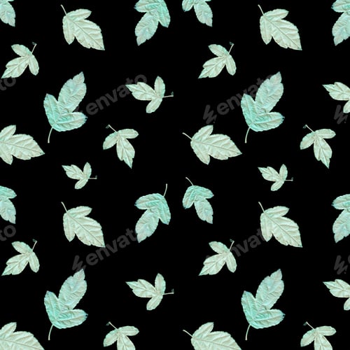 Preview: Green Leaves On Black