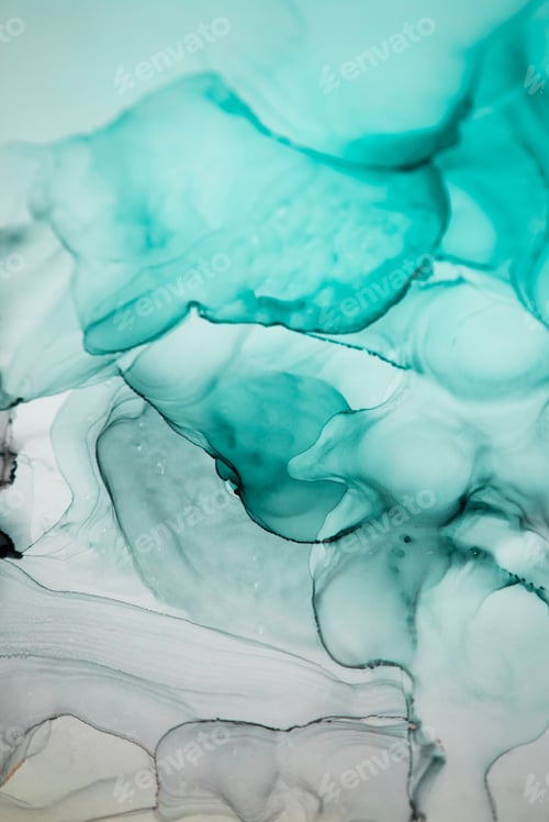 Preview: Abstract Teal and Gray Ink Swirls Background