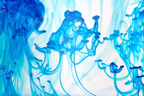 Preview: Blue Liquid In Water Making Abstract Forms
