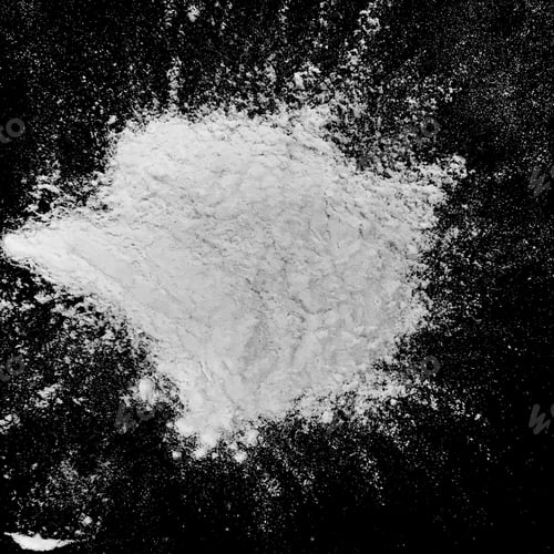 Preview: Isolated Natural White Flour Powder Texture Effect On Clean Black Background. Organic Baking