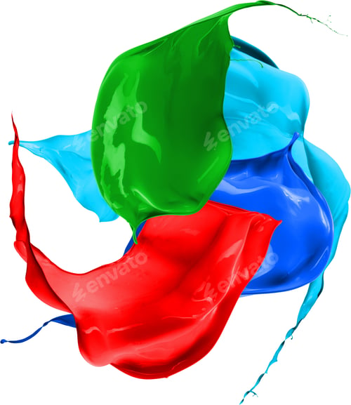 Preview: Colored Splashes In Abstract Shape, Isolated On White Background
