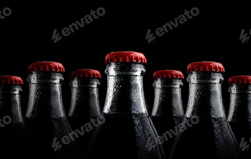 Preview: Bottles On Black Background. Drink.