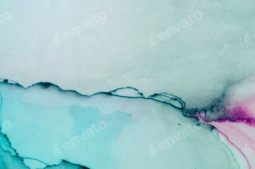 Preview: Abstract Ink Painting with Blue and Pink