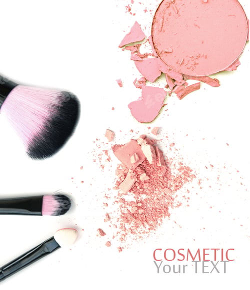 Preview: Pink Crushed Make Up Powder On White With Brushes