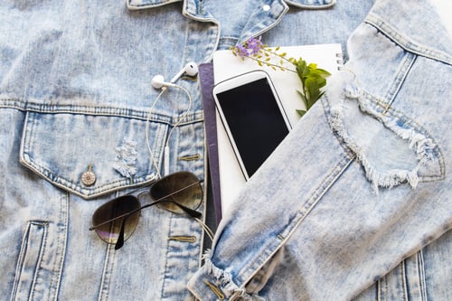 Preview: Light Denim Jacket with Phone and Accessories