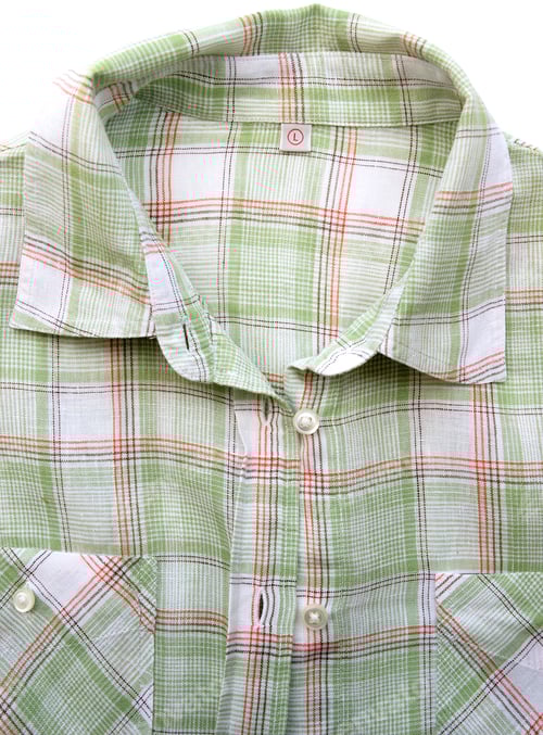 Preview: Green and White Plaid Shirt with Buttons