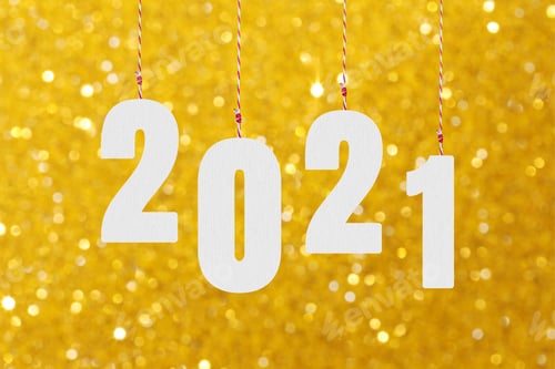 Preview: 2021 Text Hanging By A Rope In Concept Of New Years For Design In Your Work.