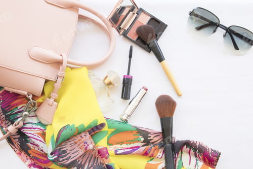 Preview: Beauty Skin Face Set Cosmetics Makeup And Prepare Relax Travel Of Woman