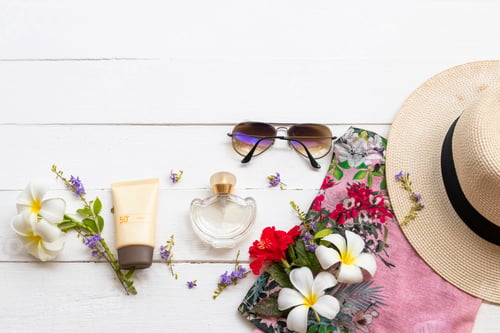 Preview: Sunscreen Spf50 Cosmetics Health Care For Skin Face With Perfume ,Pink Dress ,Sunglasses Of