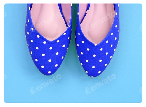 Preview: Polka Dot Patterned Blue Shoes on Blue Background