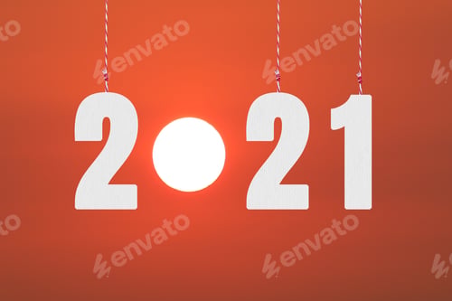Preview: 2021 Text Hanging By A Rope In Concept Of New Years For Design In Your Work.