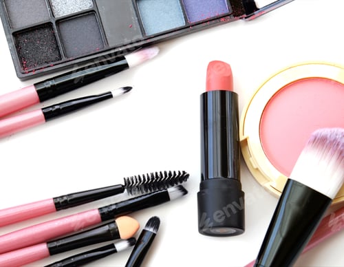 Preview: Cosmetics And Makeup. Tools For Professional Make A Top View. On A White Background