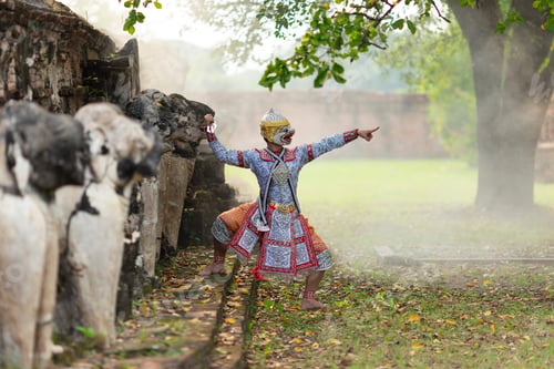 Preview: Portrait The Character Hanuman Is The Main And Important Character In The Ramayana Literature. Khon