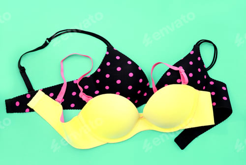 Preview: Summer Concept, Double Bras On On Blue Background. (Pop Art Style)